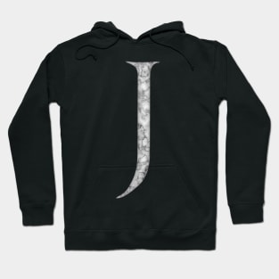 J in Roman White Marble Latin Alphabet Letter Sticker Hoodie